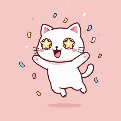 親密度レベル 4 の猫 — 興奮気味の表情